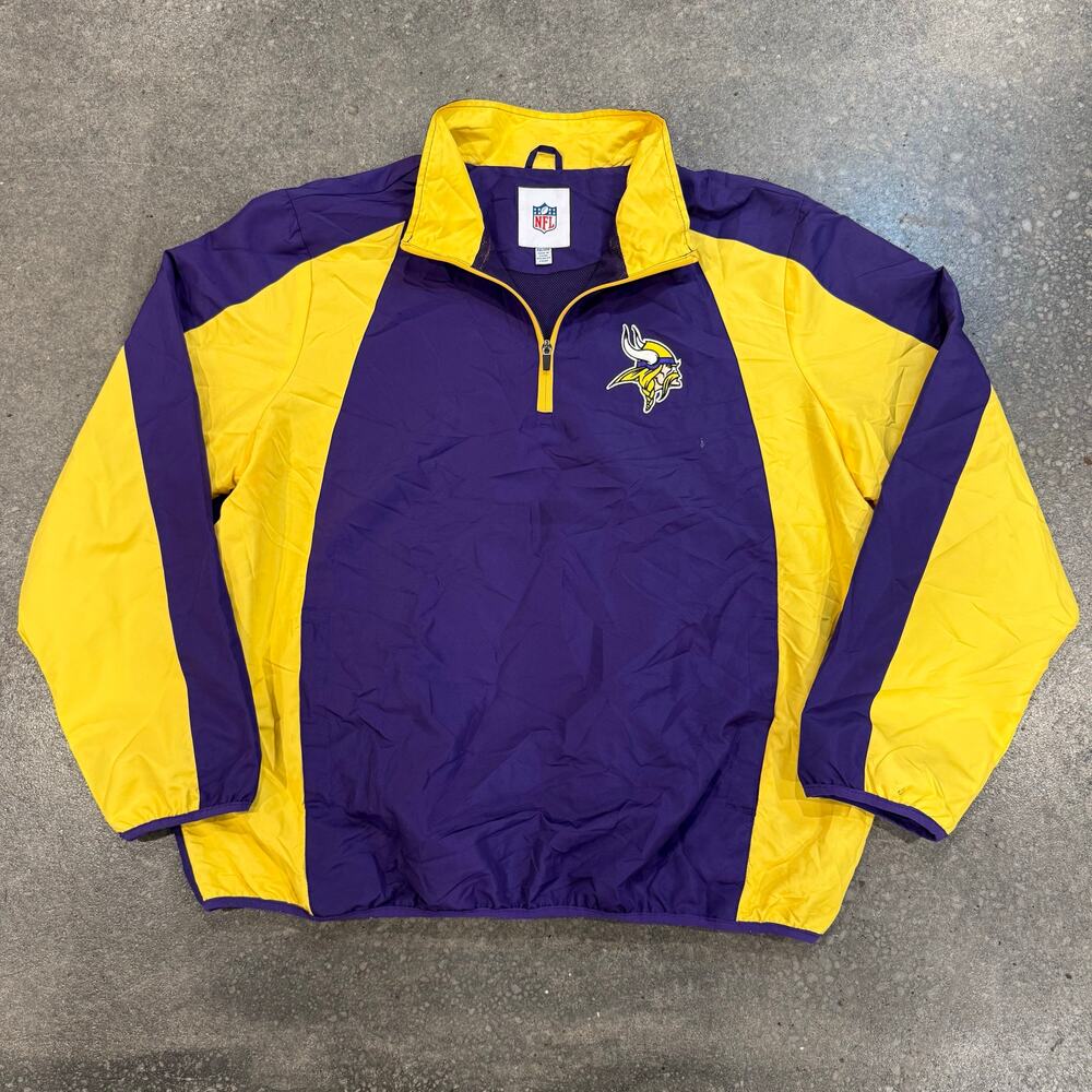 Minnesota Vikings Vintage NFL Retro Quarter Zip Windbreaker Starter Men Size XXL